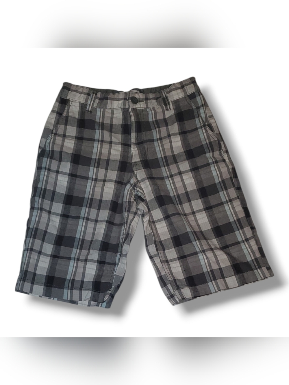 Kid's Gray Plaid Casual Shorts